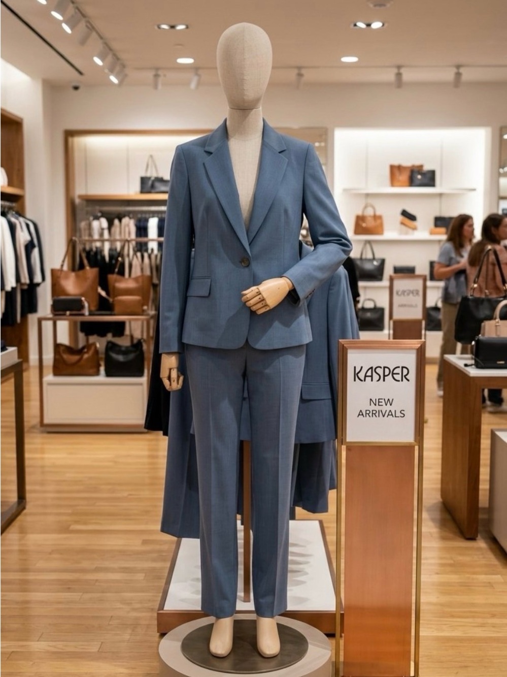 Kasper Women's Steel Blue Two-Piece Pant Suit